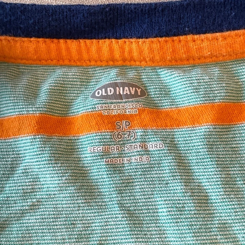 Old Navy Kids' Tee - Teal, Navy, and Orange Stripes